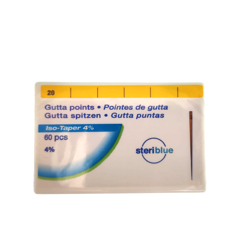 Pointes de Gutta Steriblue (60 pièces) - ISO Taper (2,4,6) - Prodentis