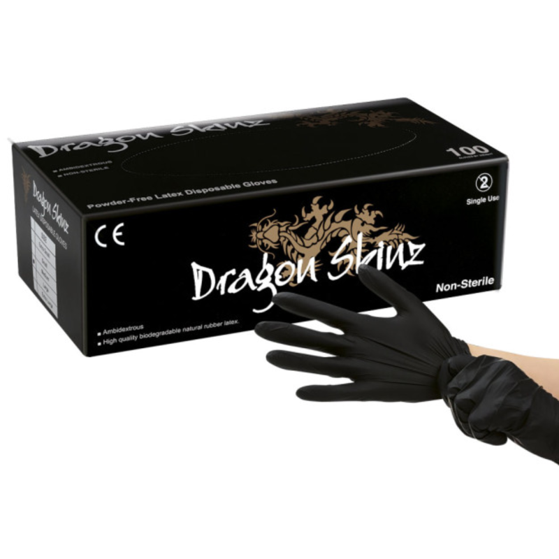 Gants noirs latex - Dragon - Boîte de 100 - Medistock